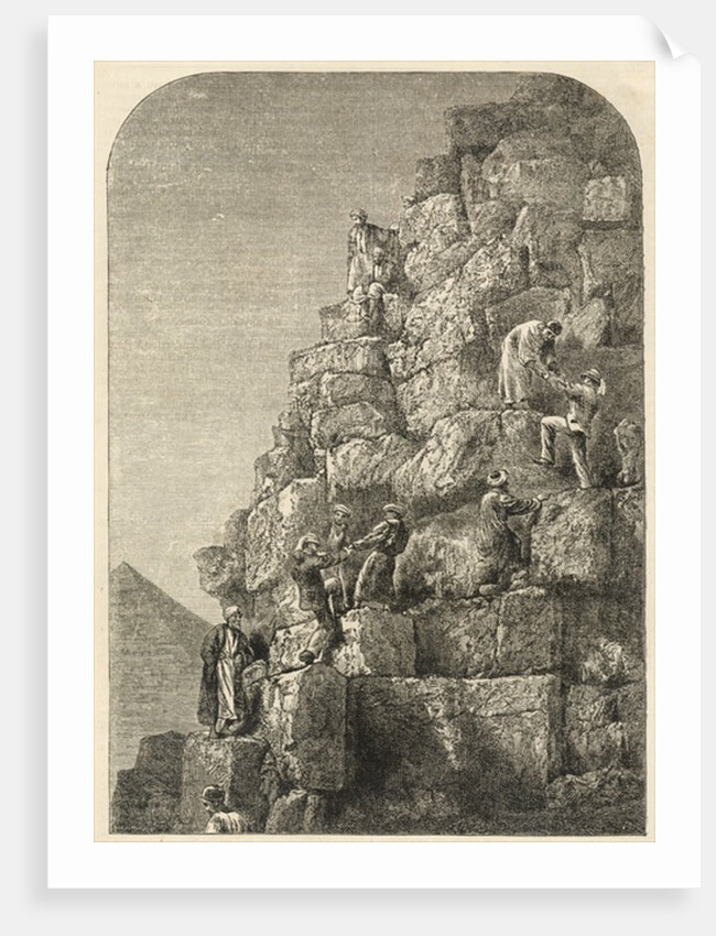 Ascent of the Great Pyramid, engraved from a photograph by English School