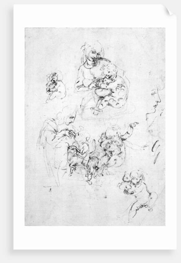 Studies for a Madonna with a cat, c.1478-80 by Leonardo da Vinci
