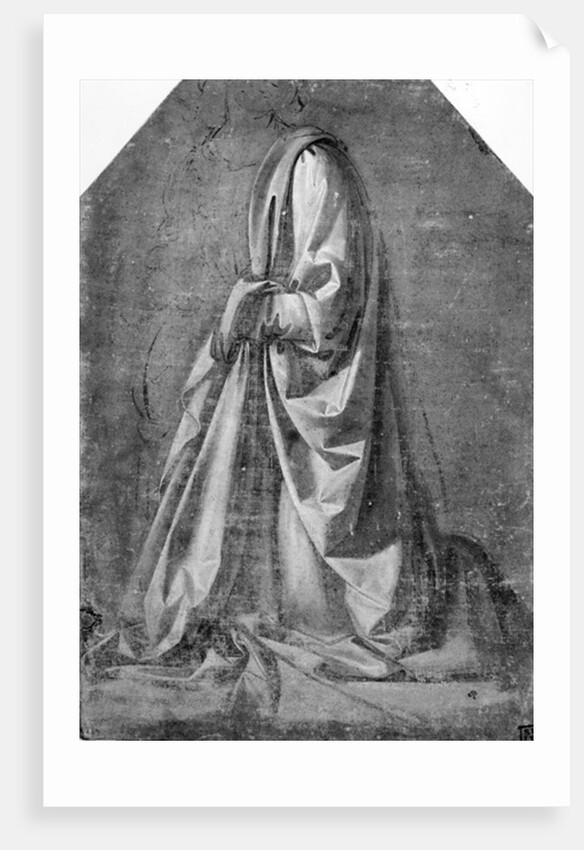Drapery study for a kneeling figure seen in three-quarter profile to the left, c.1475 by Leonardo da Vinci
