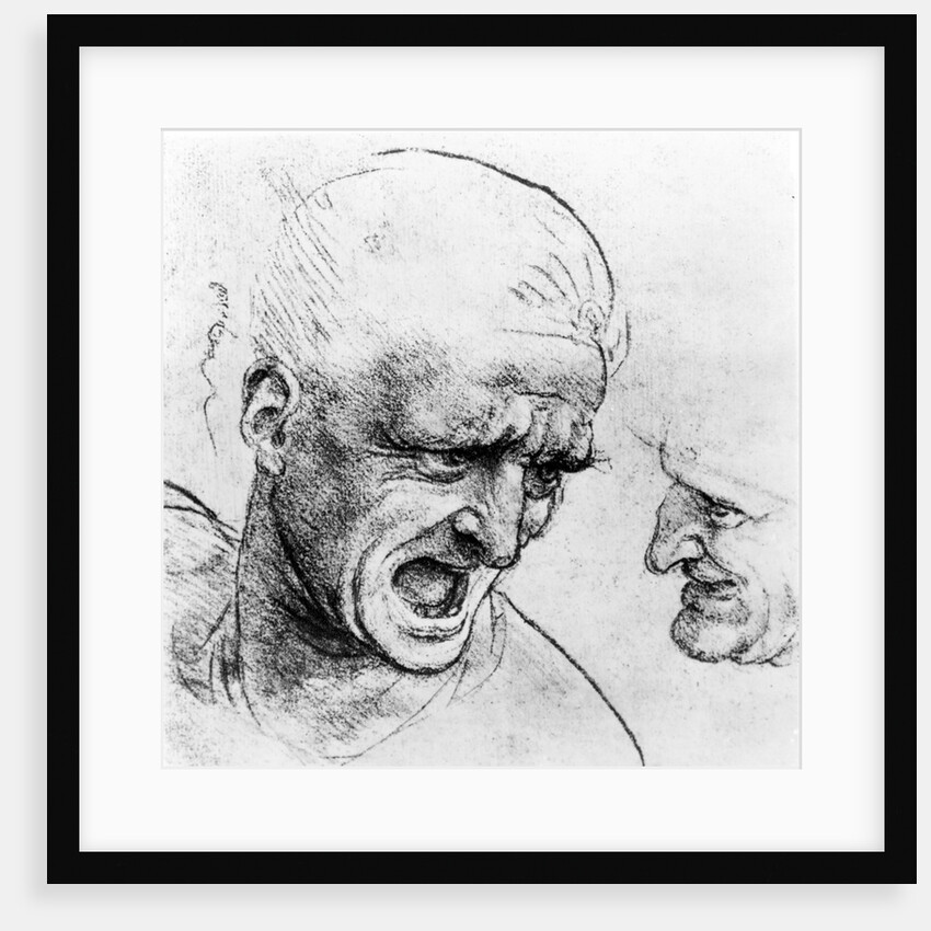 Studies for the heads of two soldiers in 'The Battle of Anghiari', c.1504-05 by Leonardo da Vinci