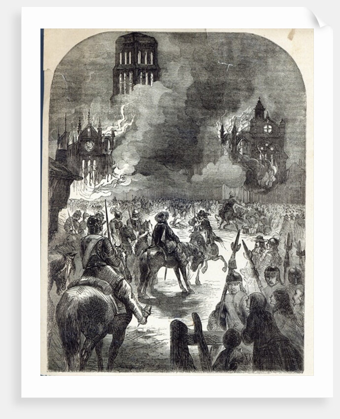 The burning of Old St. Paul's, 1666 by English School