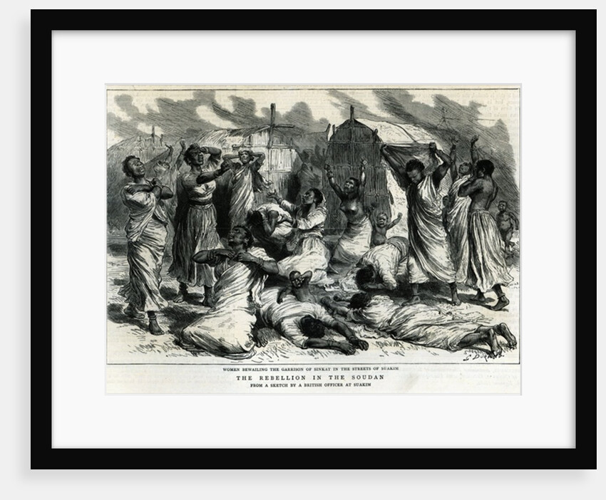 Women bewailing the garrison of Sinkat in the streets of Suakim, The Rebellion in the Soudan by Godefroy Durand
