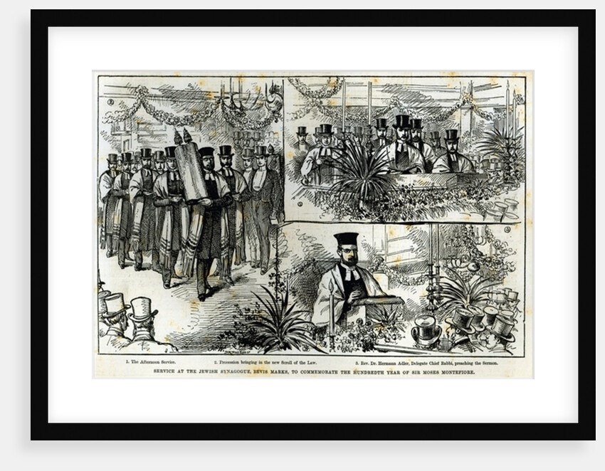 Service at the Jewish Synagogue, Bevis Marks, to commemorate the hundredth year of Sir Moses Montefiore by English School