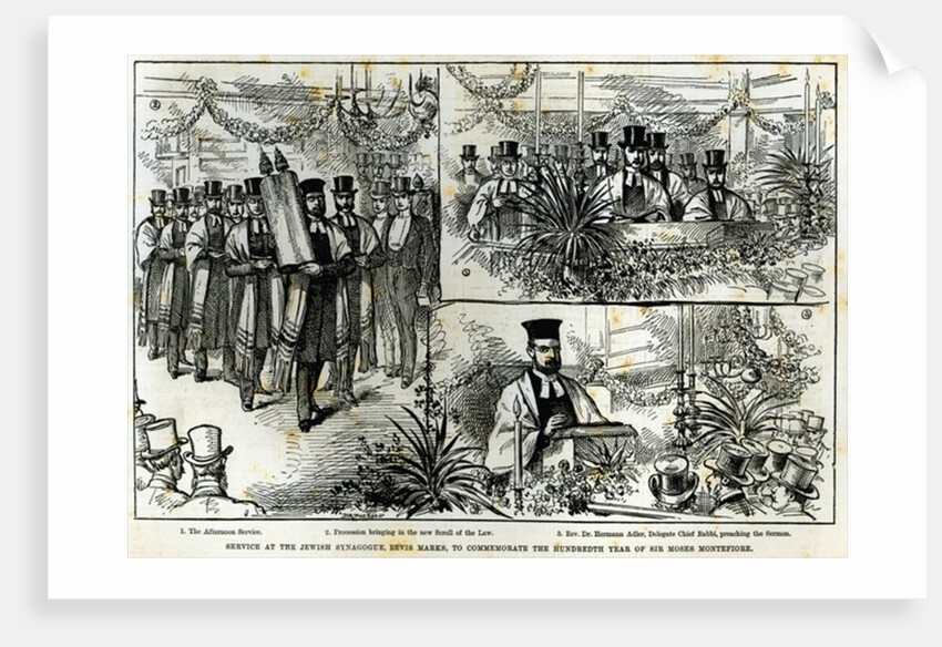 Service at the Jewish Synagogue, Bevis Marks, to commemorate the hundredth year of Sir Moses Montefiore by English School