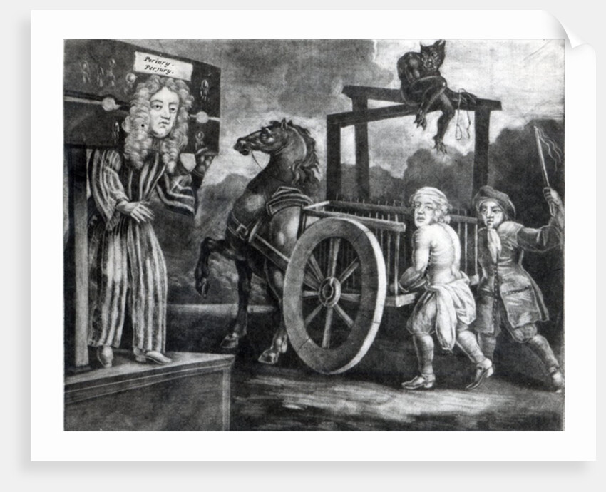 Titus Oates on the third day of his punishment in 1685, when he was stripped, tied to a cart and whipped from Aldgate to Newgate by English School