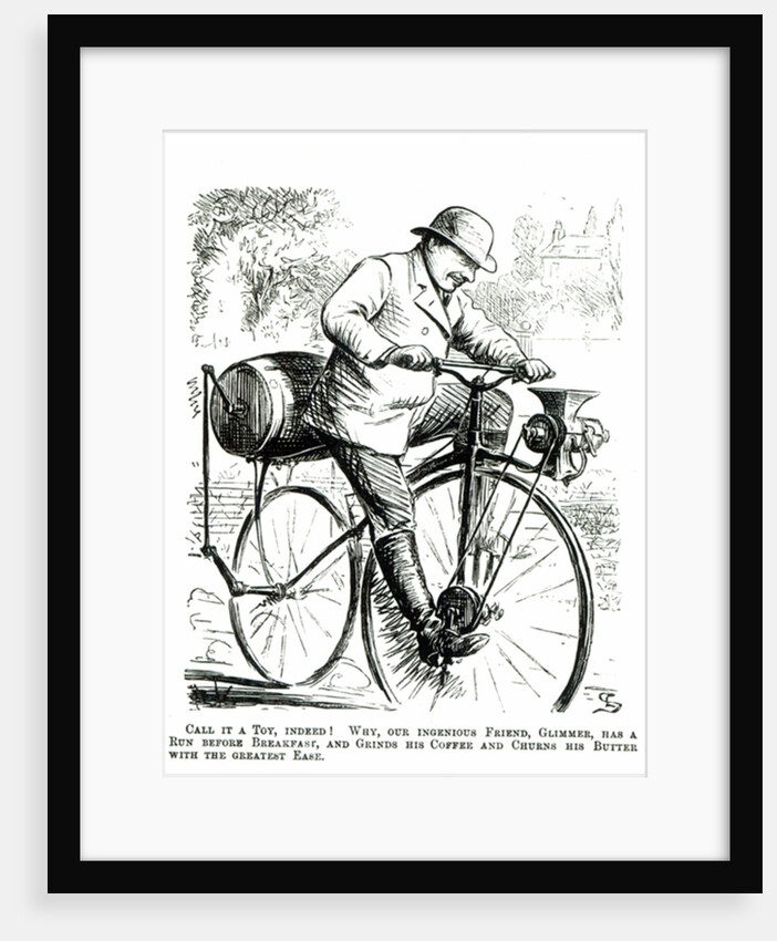 Cartoon making fun of the early days of Bicycles by English School