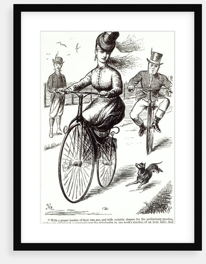 Cartoon of a Lady on a Velocipede, 1869 by American School