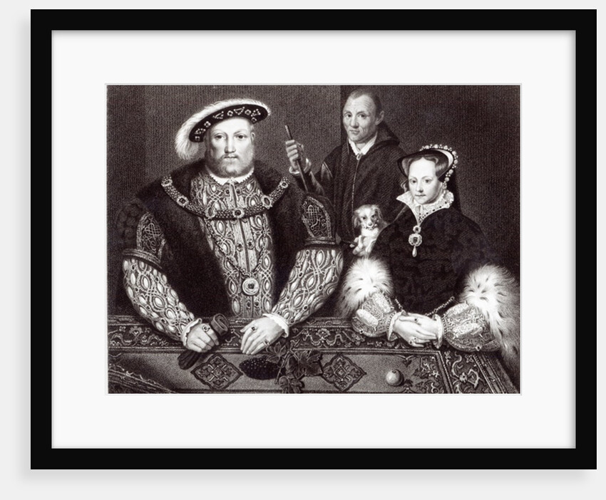 Henry VIII, his daughter Queen Mary and Will Somers, after a 16th century oil painting, painted posthumously, 1821 by (after) English School
