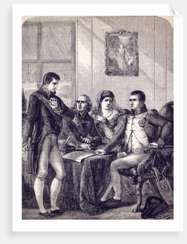 Ferdinand of Spain resigning his crown at the dictation of the Emperor Napoleon by English School