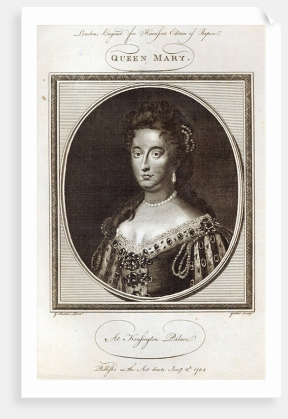 Queen Mary at Kensington Palace, engraved for Harrison's Edition of Rapin, published 8th January 1785 by Godfrey (after) Kneller