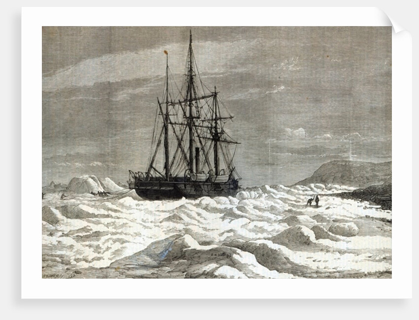 The North Pole Expedition: The Alert nipped by the ice against the shore off Cape Beechy by English School