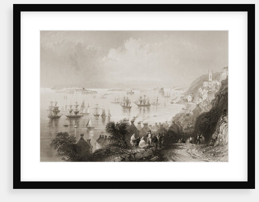Cobh Harbour, Cork, Ireland by William Henry Bartlett