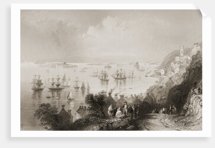 Cobh Harbour, Cork, Ireland by William Henry Bartlett