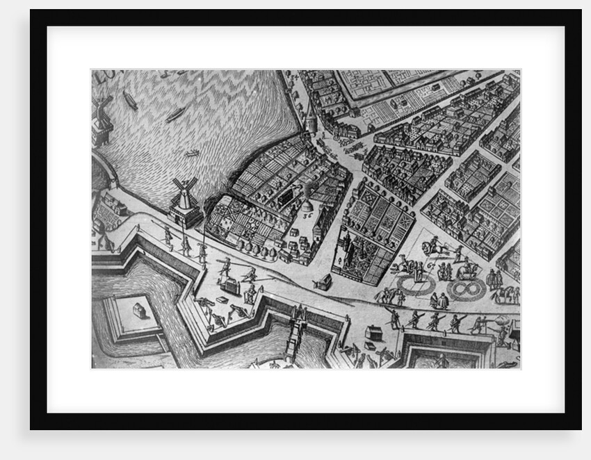 Map of Hamburg showing its first Opera House, 1690 by German School