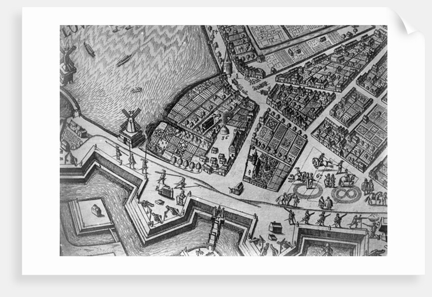 Map of Hamburg showing its first Opera House, 1690 by German School