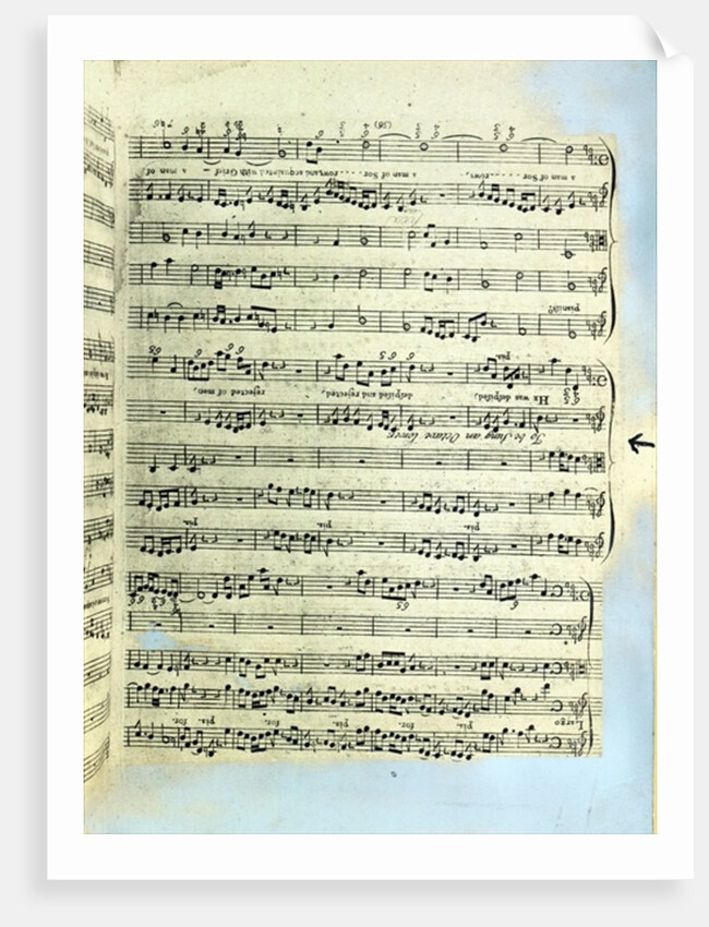 A page from one of the only two copies known to exist of the first printing of Handel's Messiah in London by English School