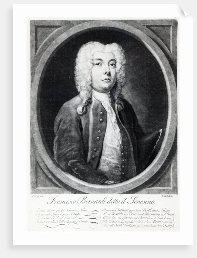 Francesco Bernardi Senesino by Joseph (after) Goupy