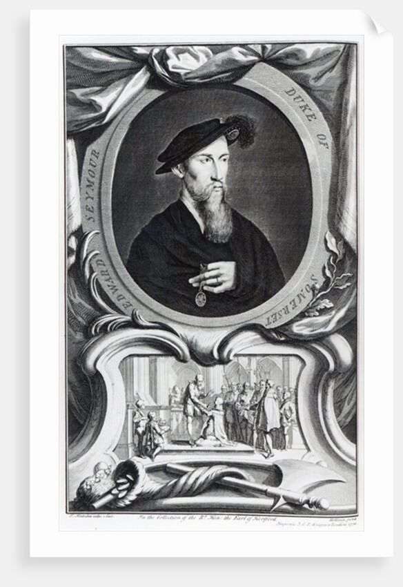 Edward Seymour, 1st Duke of Somerset engraved by Jacobus Houbraken, 1738 by Hans (after) Holbein the Younger