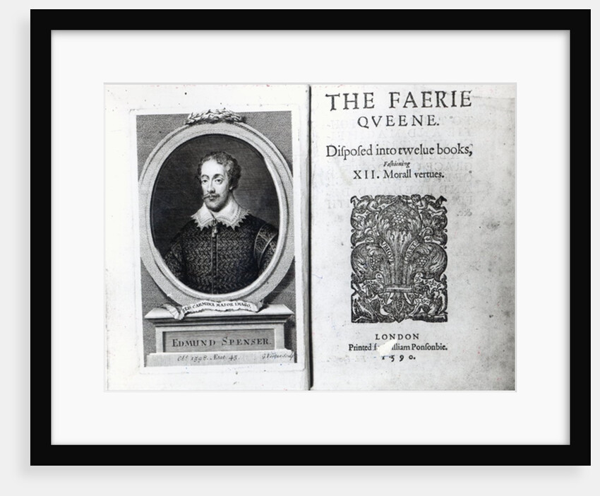 Portrait of Edmund Spenser and the frontispiece to his poem 'The Faerie Queene' , originally published in 1590 by George Vertue
