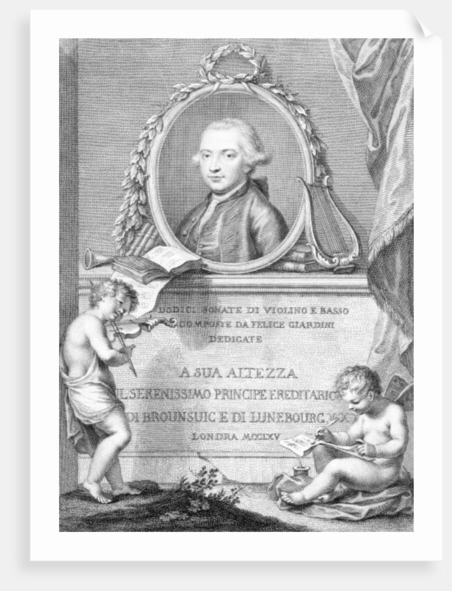 Sheet Music Cover with a portrait of Felice Giardini by Giovanni Battista Cipriani
