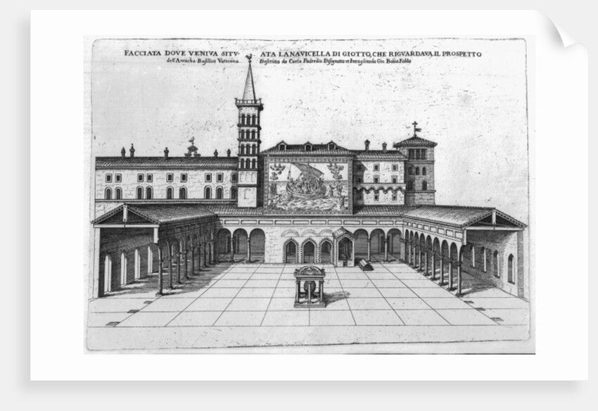 The Benediction Loggia of the Old Vatican Basilica with a view of Giotto's Mosaic by Giovanni Battista Falda