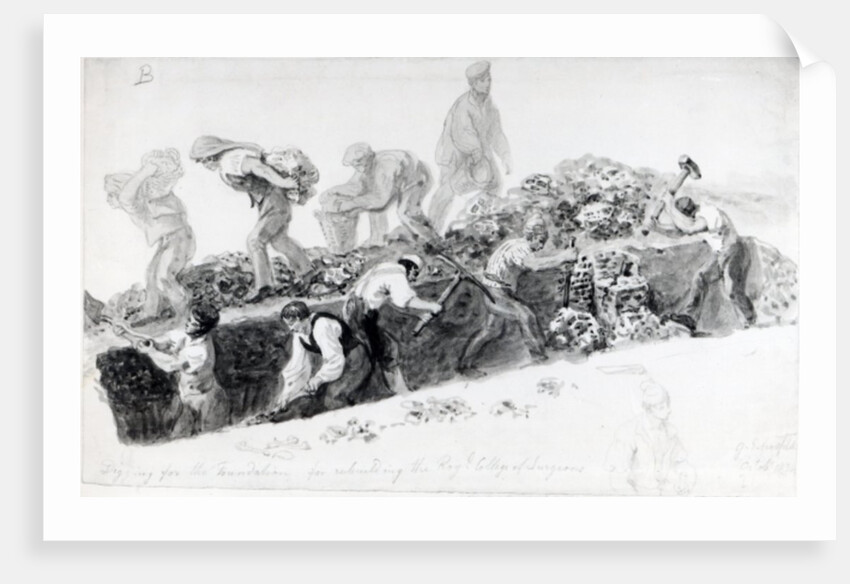 Digging a hole for the foundations of the Royal College of Surgeons, 1834 by George the Elder Scharf