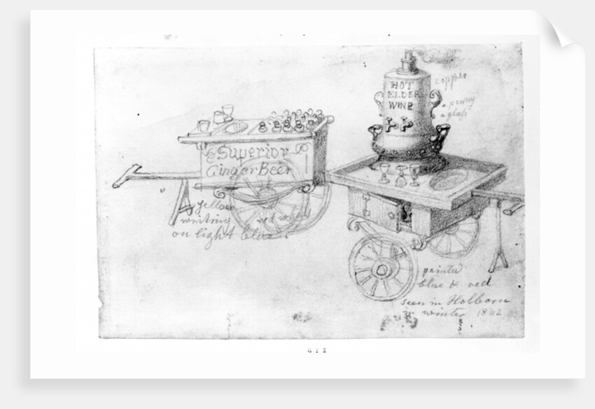 Gingerbeer and Hot Elder Wine stalls in Holborn, 1842 by George the Elder Scharf