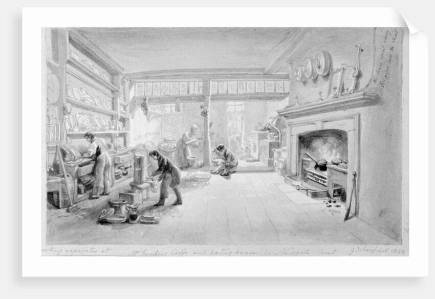 The Kitchen of Mr. Sander's Coffee and Eating House, Newgate Street, 1828 by George the Elder Scharf