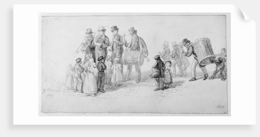 London Street Band, 1839 by George the Elder Scharf