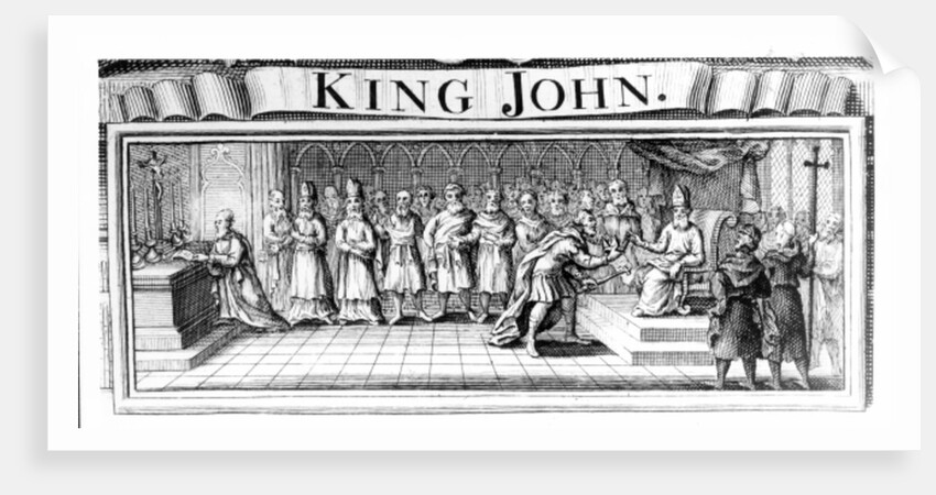 King John surrenders his crown to Pandulph Masca, Papal Legate, at Dover in May, 1213 by English School