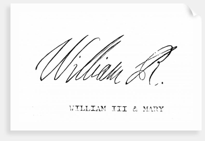 Signature of William III of England by English School