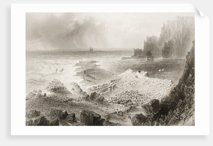 The Giant's Causeway from above, County Antrim, Northern Ireland by William Henry (after) Bartlett