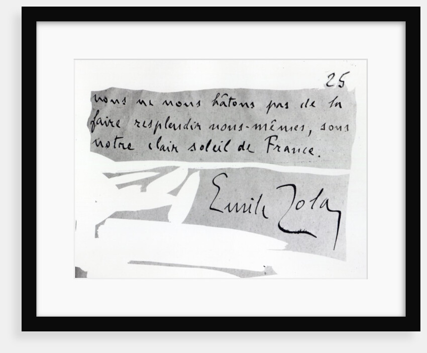 Signature of Emile Zola by Anonymous
