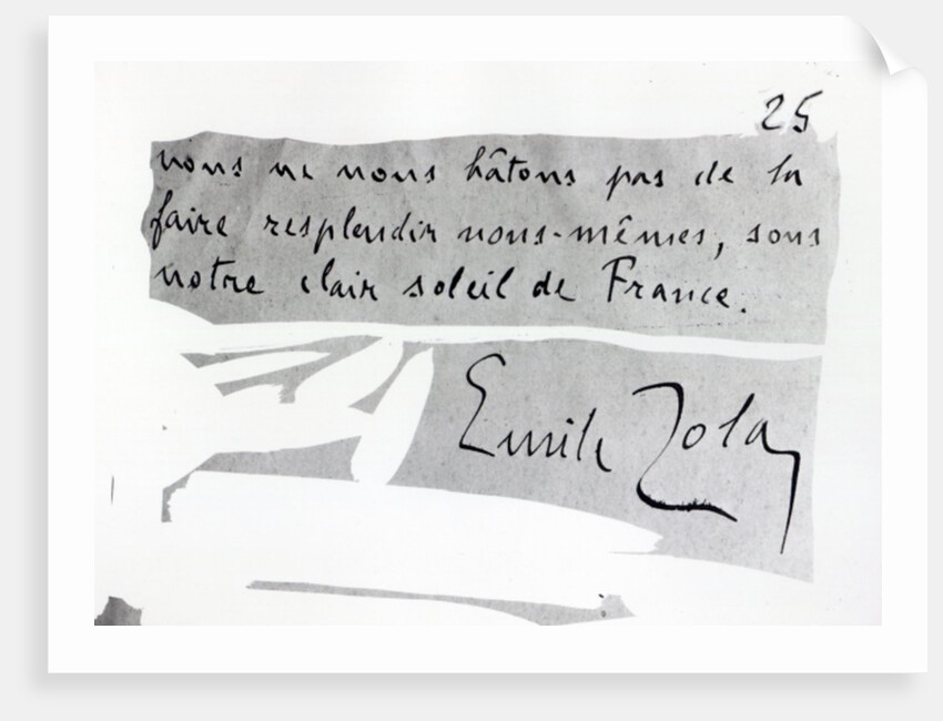 Signature of Emile Zola by Anonymous