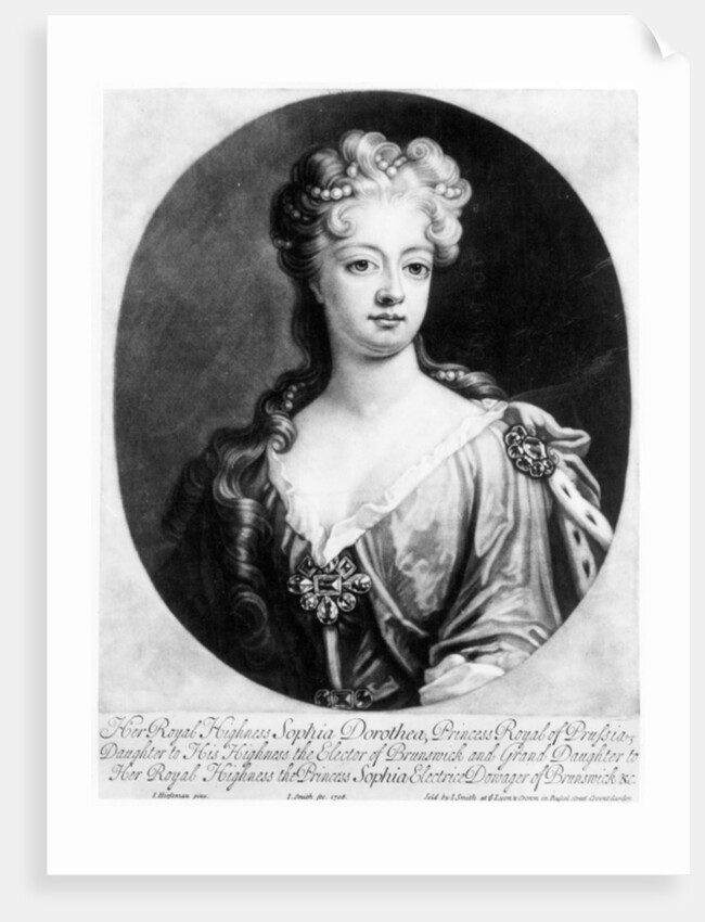 Sophia Dorothea, Queen of Prussia, engraved by John Smith, 1706 by Johann Leonhard (after) Hirschmann