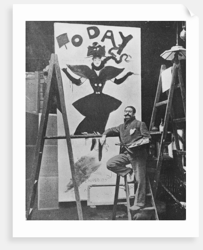 Dudley Hardy painting a poster for the magazine journal 'Today', c.1890s by English Photographer