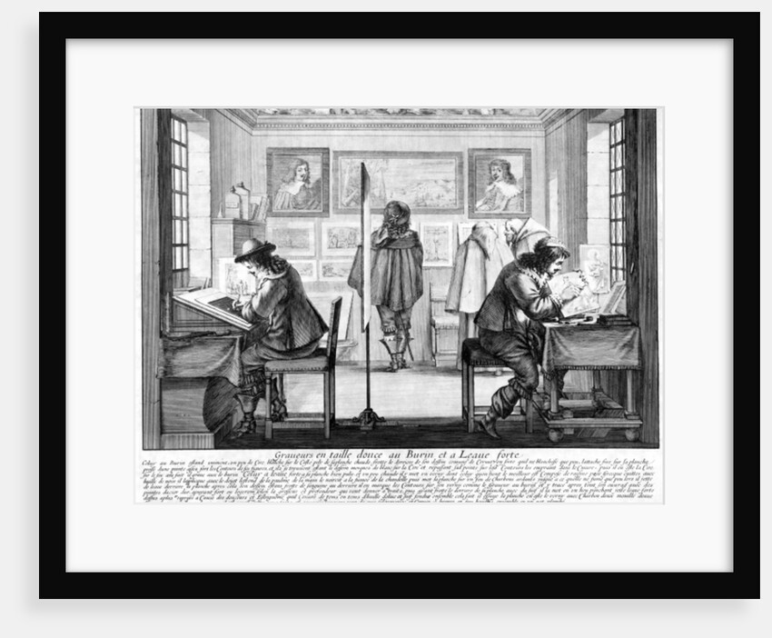 Plate engravers working with gallery behind, 1643 by Abraham Bosse