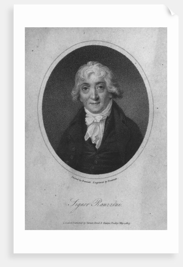 Portrait of Venanzio Rauzzini engraved by Samuel Freeman by English School