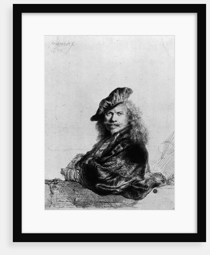Self portrait leaning on a stone sill, 1639 by Rembrandt Harmensz. van Rijn