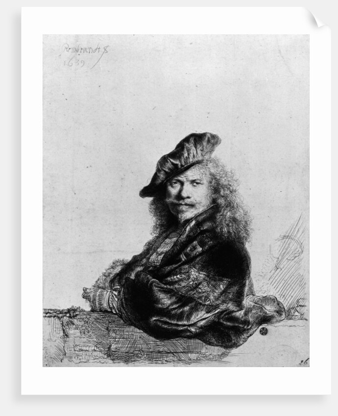 Self portrait leaning on a stone sill, 1639 by Rembrandt Harmensz. van Rijn