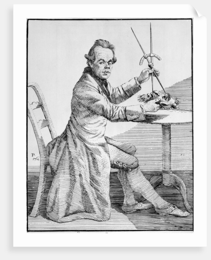 Self Portrait holding callipers over a mask, c.1768-70 by Thomas Patch