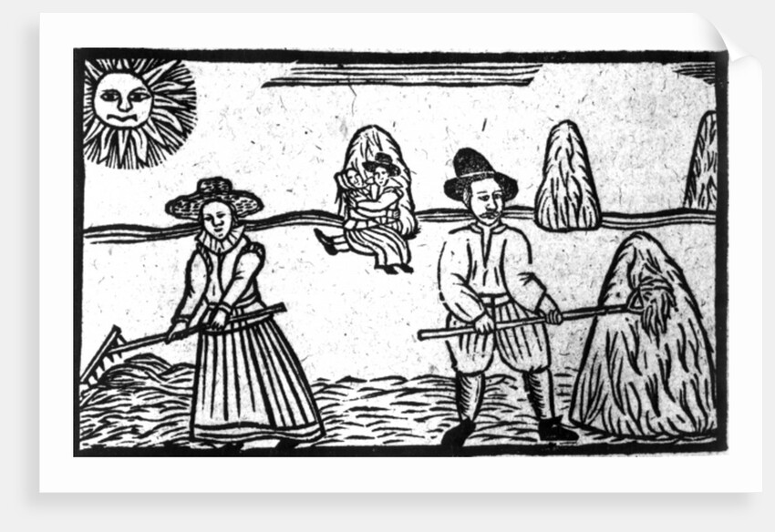 A Harvesting Scene, an illustration from 'A Book of Roxburghe Ballads' by English School