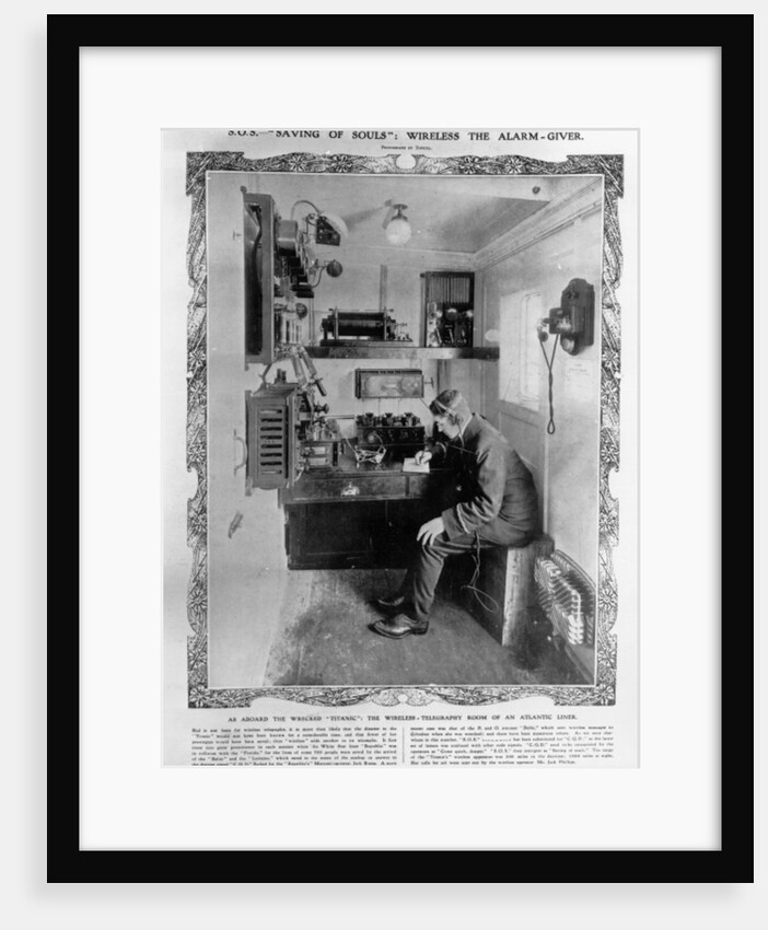 As Aboard the Wrecked 'Titanic': The Wireless-Telegraphy Room of an Atlantic Liner by English Photographer