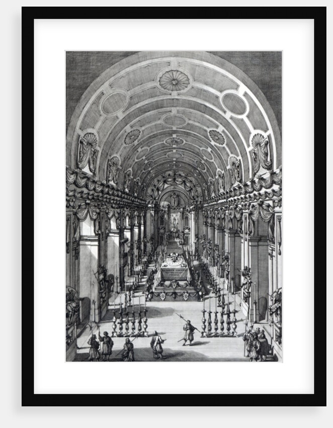 The Lying in State of Alexander Sobieski in the Capuchin Church, Rome, etched by Francesco Faraone Aquila, 1714 by Alessandro Specchi