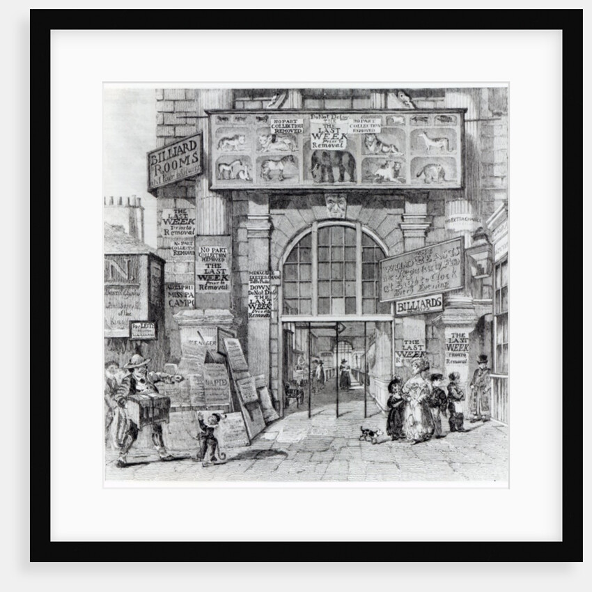 Exeter Change showing the entrance to Edward Cross's Royal Grand National Menagerie, c.1829 by English School