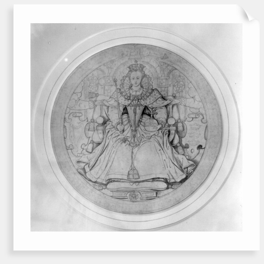 Design for the obverse of Queen Elizabeth I's Great Seal of Ireland, c.1584 by Nicholas Hilliard