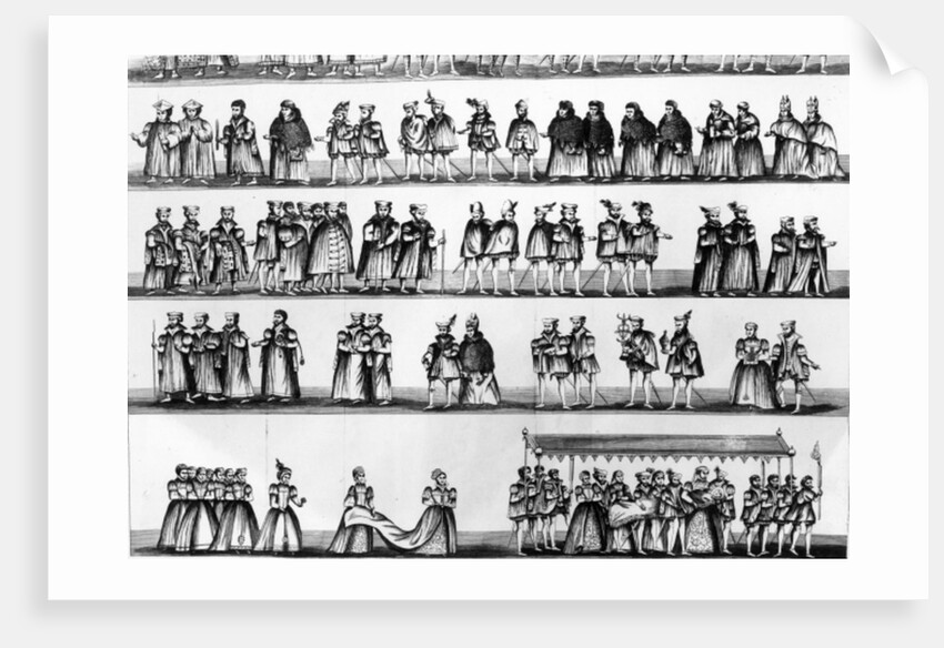 Procession at the Christening of Prince Arthur, son of Henry VII, engraved in 1782 by English School
