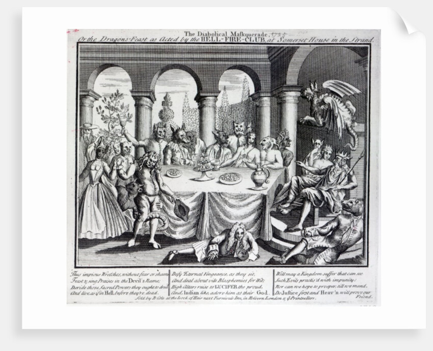 The diabolical maskquerade, or the the dragons-feast as acted by the Hell-Fire-Club, at Somerset House in the Strand, c.1721 by English School
