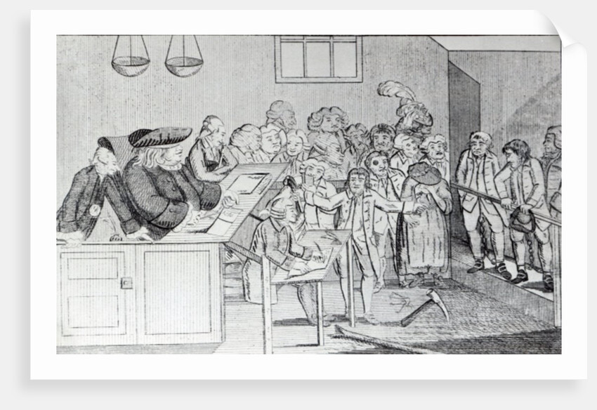 A Bond and Judgement, Sir John Fielding presiding over the Bow Street Court, 1779 by English School