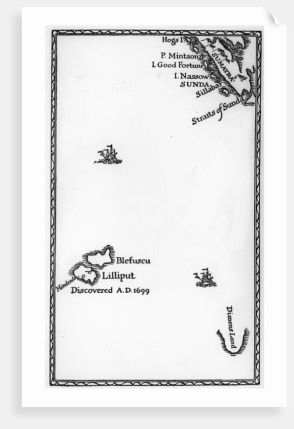 Map of Lilliput and Blefuscu by English School
